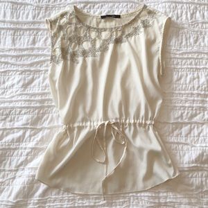 Ivory bead detail eyelet tank